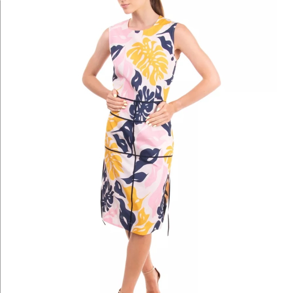 CEDRIC CHARLIER MIDI PENCIL DRESS SIDE SLITS SIZE 8 NWT fits like a 6